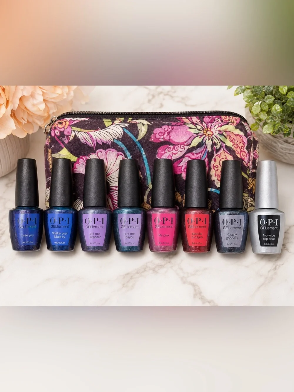OPI GELement Gel Polish Bundle! Lot of 8 Nail Lacquer +Vera Bradley Storage Case